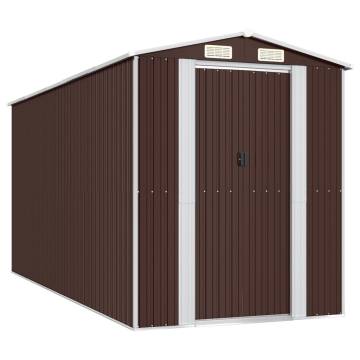 Garden Shed Dark Brown 192x440 cm | Durable Steel Storage