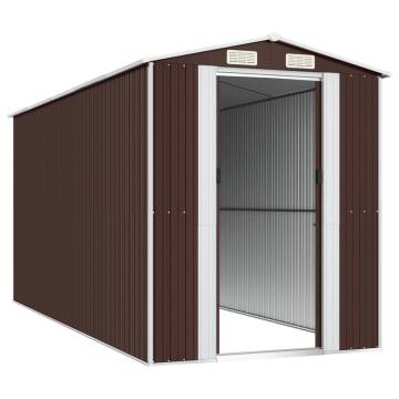 Garden Shed Dark Brown 192x440 cm | Durable Steel Storage