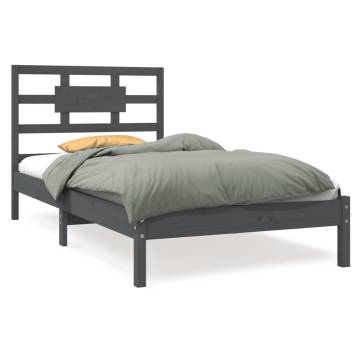 Grey Solid Wood Bed Frame 90x200 cm - Stylish & Sturdy