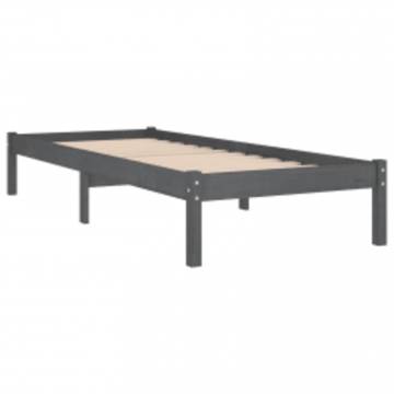 Grey Solid Wood Bed Frame 90x200 cm - Stylish & Sturdy