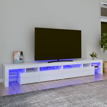 Stylish High Gloss White LED TV Cabinet - 260x36.5 cm