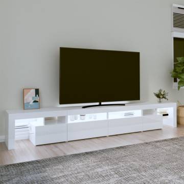 Stylish High Gloss White LED TV Cabinet - 260x36.5 cm