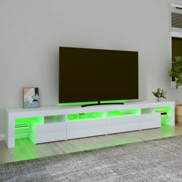 Stylish High Gloss White LED TV Cabinet - 260x36.5 cm