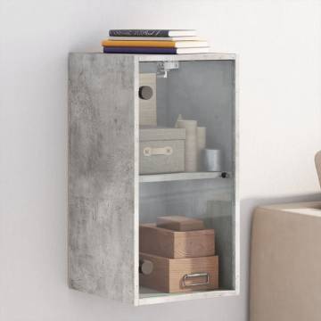 Elegant Wall Cabinet with Glass Doors - Concrete Grey (35x37x68.5 cm)