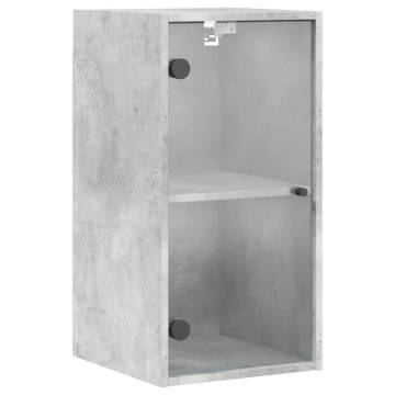 Elegant Wall Cabinet with Glass Doors - Concrete Grey (35x37x68.5 cm)