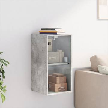 Elegant Wall Cabinet with Glass Doors - Concrete Grey (35x37x68.5 cm)