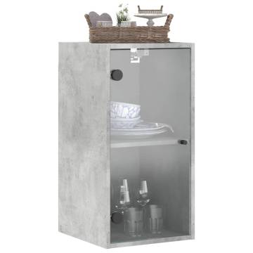 Elegant Wall Cabinet with Glass Doors - Concrete Grey (35x37x68.5 cm)