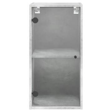 Elegant Wall Cabinet with Glass Doors - Concrete Grey (35x37x68.5 cm)