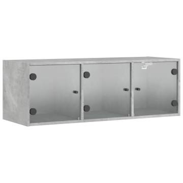 Wall Cabinet with Glass Doors - Concrete Grey 102x37x35 cm