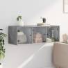 Wall Cabinet with Glass Doors - Concrete Grey 102x37x35 cm