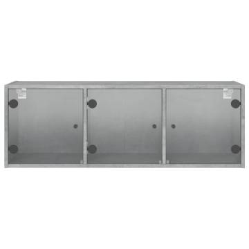 Wall Cabinet with Glass Doors - Concrete Grey 102x37x35 cm