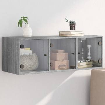 Wall Cabinet with Glass Doors Grey Sonoma - Elegant Storage Solution