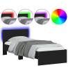 Black Bed Frame with Headboard & LED Lights - 90x190 cm Single