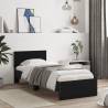 Black Bed Frame with Headboard & LED Lights - 90x190 cm Single