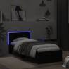 Black Bed Frame with Headboard & LED Lights - 90x190 cm Single