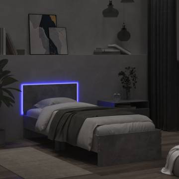 Concrete Grey Bed Frame with LED Lights - 90x190cm Single