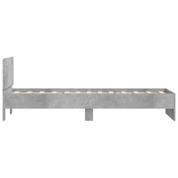 Concrete Grey Bed Frame with LED Lights - 90x190cm Single