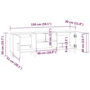 Stylish Brown Oak TV Cabinet - 150x30x50 cm | Hipo Market