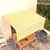 Manual Retractable Awning with Blind 4.5x3m Yellow&White Colour yellow and white Size 4.5 x 3 m Quantity in Package 1 