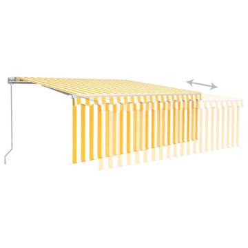 Manual Retractable Awning 4.5x3m Yellow & White | HipoMarket