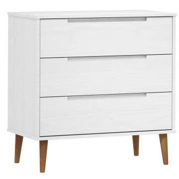 MOLDE White Drawer Cabinet - Solid Pine 80x40x80 cm