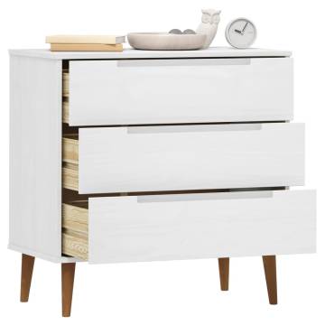 MOLDE White Drawer Cabinet - Solid Pine 80x40x80 cm