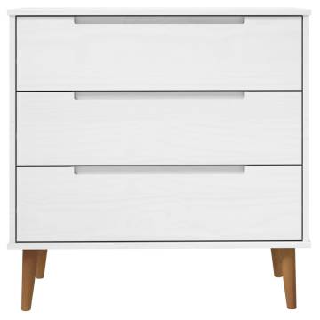 MOLDE White Drawer Cabinet - Solid Pine 80x40x80 cm