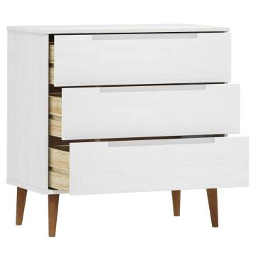 MOLDE White Drawer Cabinet - Solid Pine 80x40x80 cm