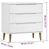 MOLDE White Drawer Cabinet - Solid Pine 80x40x80 cm