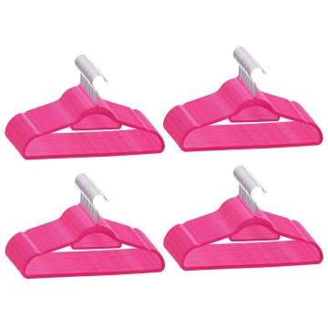 100 pcs Pink Velvet Anti-Slip Clothes Hanger Set