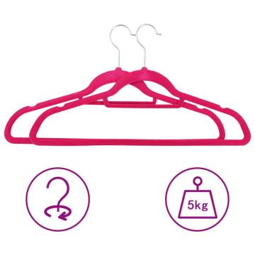 100 pcs Pink Velvet Anti-Slip Clothes Hanger Set