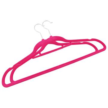 100 pcs Pink Velvet Anti-Slip Clothes Hanger Set