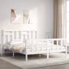 Bed Frame with Headboard White 160x200 cm Solid Wood Colour white Size 160 x 200 cm 