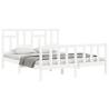 Elegant White Bed Frame with Headboard - 160x200 cm Solid Wood