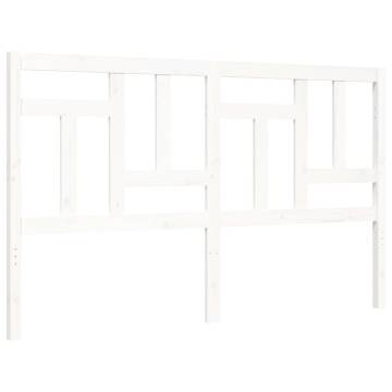 Elegant White Bed Frame with Headboard - 160x200 cm Solid Wood