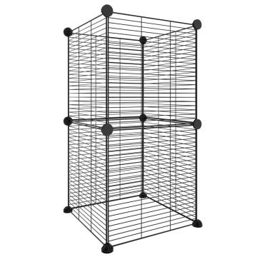 8-Panel Pet Cage Black - Durable & Spacious Design