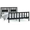 Black Solid Wood Pine Bed Frame with Headboard - 160x200 cm