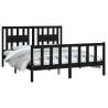 Black Solid Wood Pine Bed Frame with Headboard - 160x200 cm