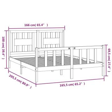 Black Solid Wood Pine Bed Frame with Headboard - 160x200 cm