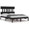 Black Solid Wood King Size Bed Frame 150x200 cm - Hipo Market