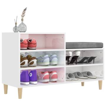 Shoe Cabinet High Gloss White 102x36x60 cm - Stylish Storage