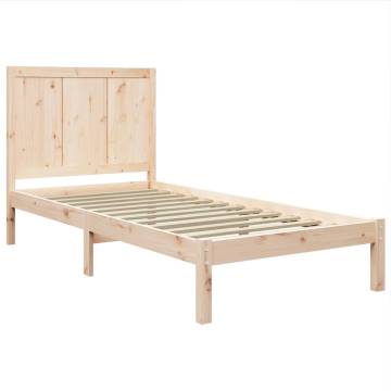 Solid Wood Pine Bed Frame 75x190 cm Small Single | Hipomarket