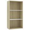 3-Tier Book Cabinet White & Sonoma Oak | Stylish Storage Solution