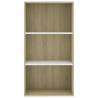 3-Tier Book Cabinet White & Sonoma Oak | Stylish Storage Solution