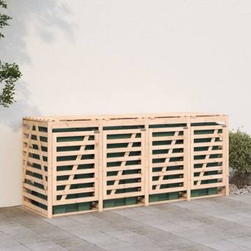 Quadruple Wheelie Bin Storage – Solid Pine Wood | HipoMarket