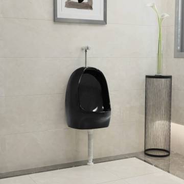 Wall Hung Urinal with Flush Valve - Premium Ceramic Black