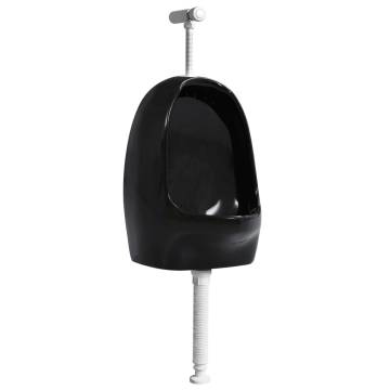 Wall Hung Urinal with Flush Valve - Premium Ceramic Black