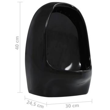 Wall Hung Urinal with Flush Valve - Premium Ceramic Black