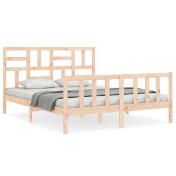 King Size Solid Wood Bed Frame with Headboard - HipoMarket