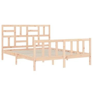 King Size Solid Wood Bed Frame with Headboard - HipoMarket